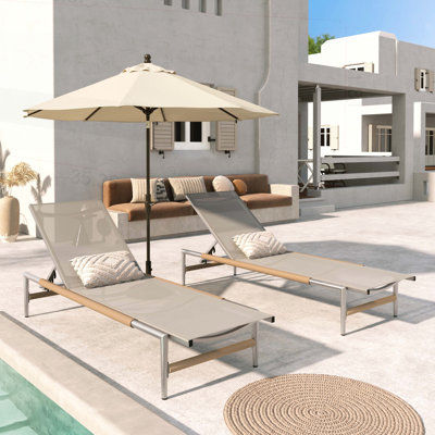Hargrove Outdoor Patio Aluminum Chaise Lounge, Set of 2 by Breakwater Bay