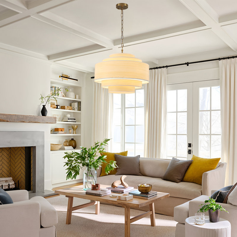 4-Light 20 Inch Classic Boho Dimmable Tiered Drum Chandelier For Kitchen Living Dining Room
