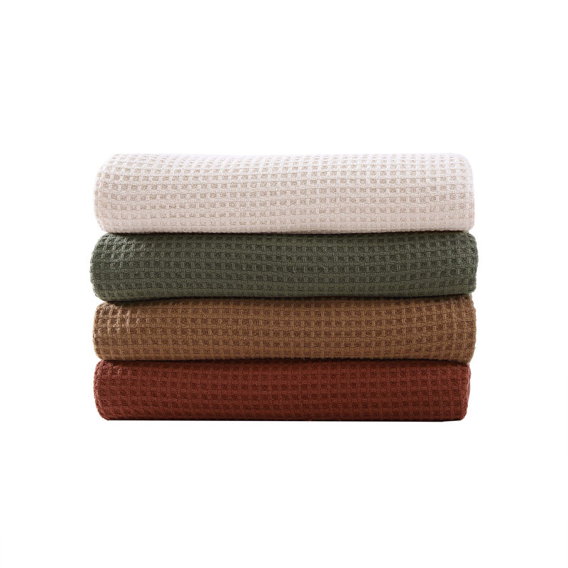 Full Organic Cotton Knitted Reversible Waffle Blanket