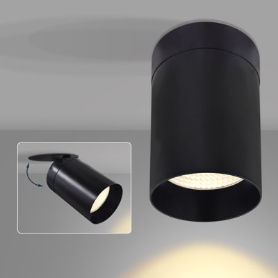 Luxrite 3 In. Cylinder Downlight, Recessed Ceiling Spot Light, 5CCT Selectable CRI 90, 15W, 1000LM, Dimmable, 60º Swivel Angle, ETL Listed