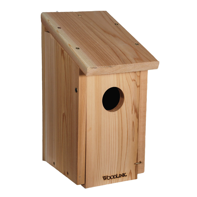 15'' Brown Cedar Wood Woodpecker House with Sloping Roof