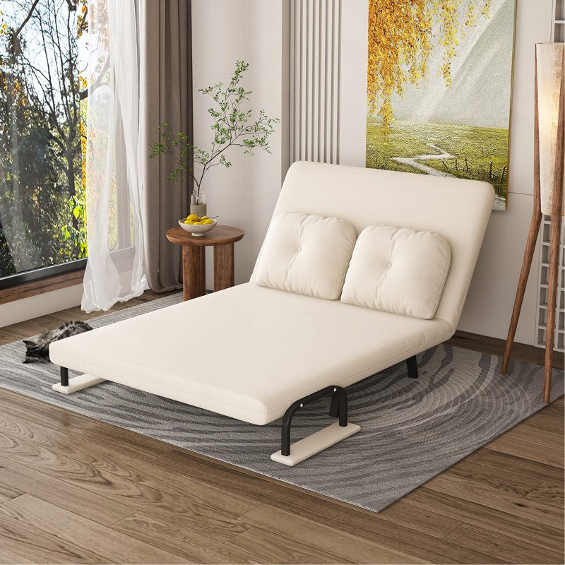 46" Wide Folding Sofa Bed 5-In-1 Convertible Chair For Two - 5-Position Adjustable Backrest With Pillow, Space-Saving Sleeper For Living Room, Bedroom & Office (71.6"W X 46"D)