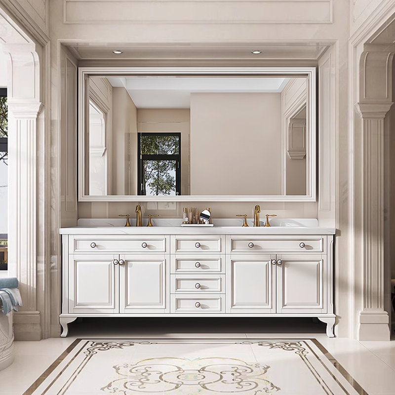American-style villa luxury bathroom Vanity, White, 71"