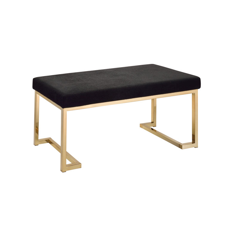 Black Bench With 100% Cover And Glamorous Champagne Base Contemporary Faux Fur Finish - Sophistication