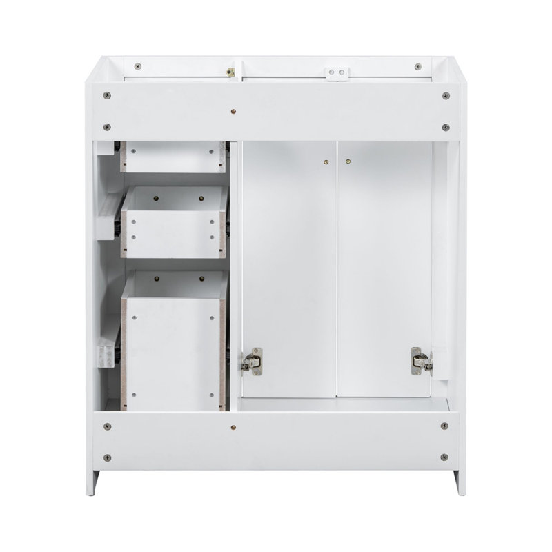 Ensemble de meuble-lavabo autoportant 30 po sans lavabo, meuble-lavabo avec cadre en bois massif, 3 tiroirs et portes à fermeture douce