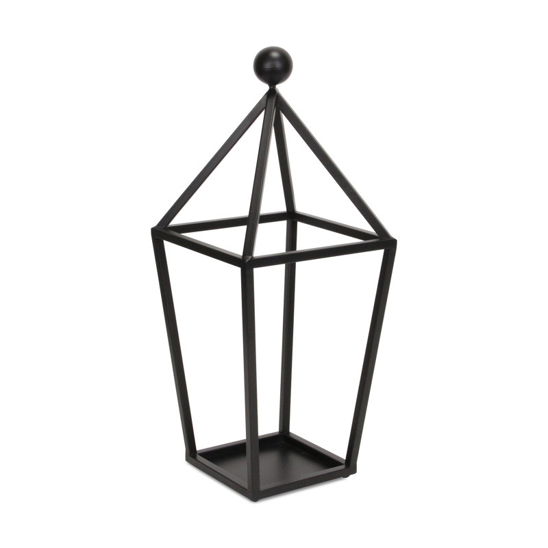 Novara Pyramid Top Metal Lantern, Black