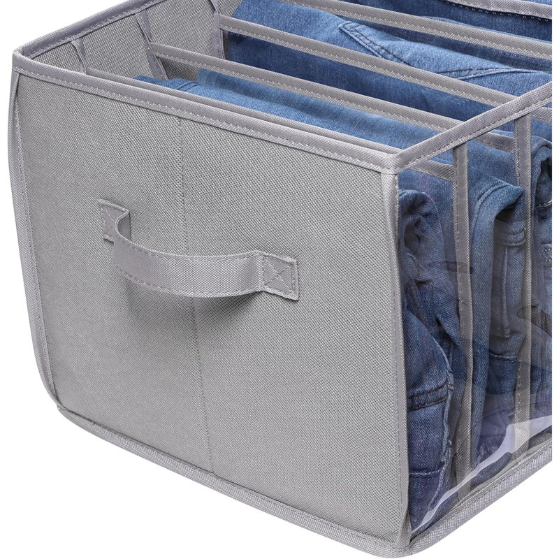 Organisateur de vêtements amélioré pour garde-robe avec panneau de soutien, bacs de rangement transparents pour garde-robe avec 7 grilles