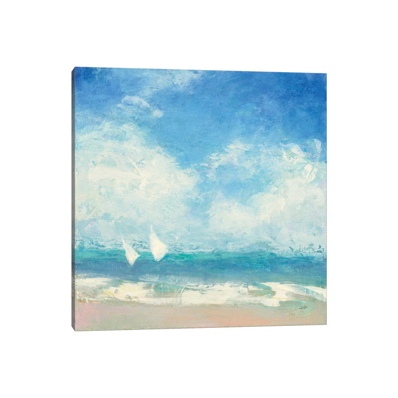 Rounding The Buoy by Julia Purinton - Wrapped Canvas Painting, 30.48 cm H x 30.48 cm W, Blue/Beige