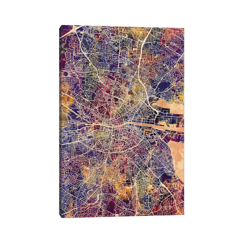 Dublin Ireland City Map II by Michael Tompsett - Wrapped Canvas Gallery-Wrapped Canvas Giclée