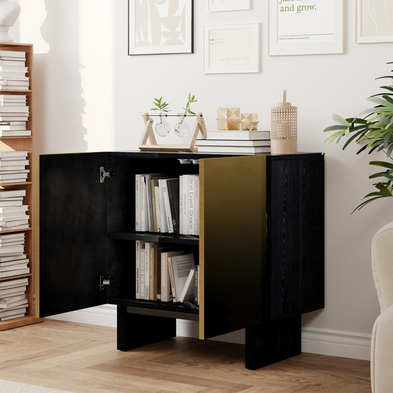 Armoire d'appoint moderne à 2 portes avec poussoir pour le salon