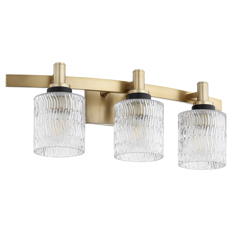 Stadium 3-Light Aged Brass Vanity, Aged Brass