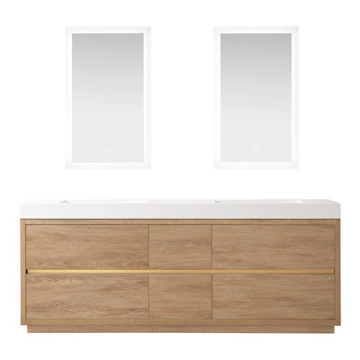 Beira 84" Double Sink Bath Vanity with Composite Sink Top and Mirror
