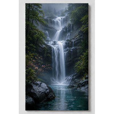 Grande chute d'eau nature, impression sur toile Misty Forest