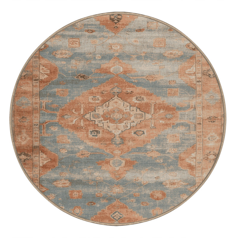 Tapis brun lavable à la machine, Rond 3 pi
