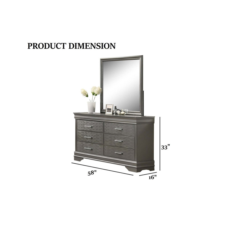 Commode moderne à 6 tiroirs avec rangement spacieux et cadre incurvé moderne