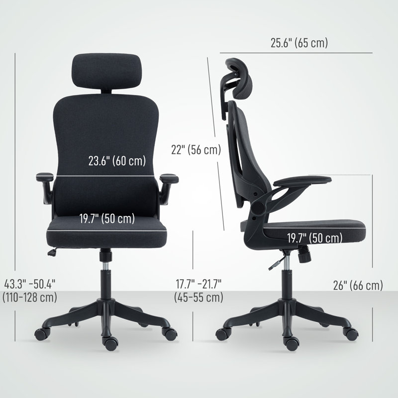 Chaise de bureau ergonomique, chaise de bureau avec appui-tête réglable, noir, Noir, Noir