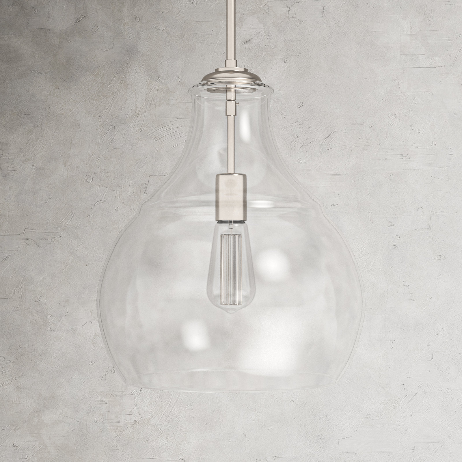 Seagrove Single Light Glass Dimmable Pendant, Satin Nickel