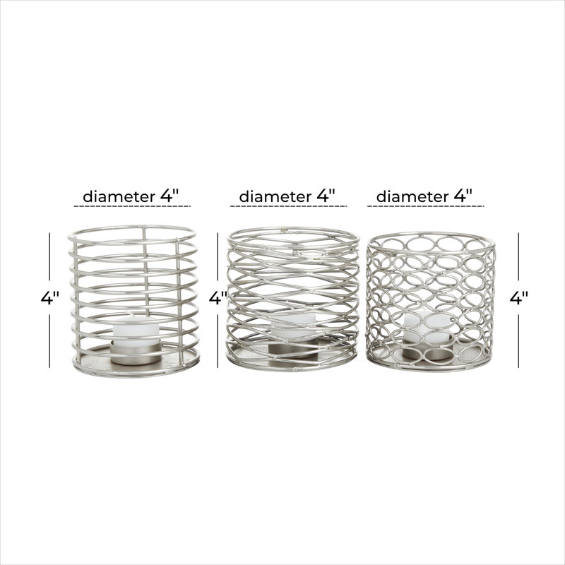 3.85'' H Iron Tabletop Votive Holder, Silver
