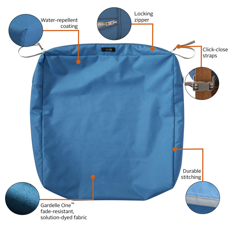Jaylon Outdoor Dining Chair Cushion Cover, Empire Blue Velvet, 25" W x 25" D