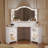 Corner Vanity Desk with LED Lighted Mirror & Power Outlet, Makeup Table with Light Bulbs, Large Drawer and 2 Storage Cabinet-1128771299