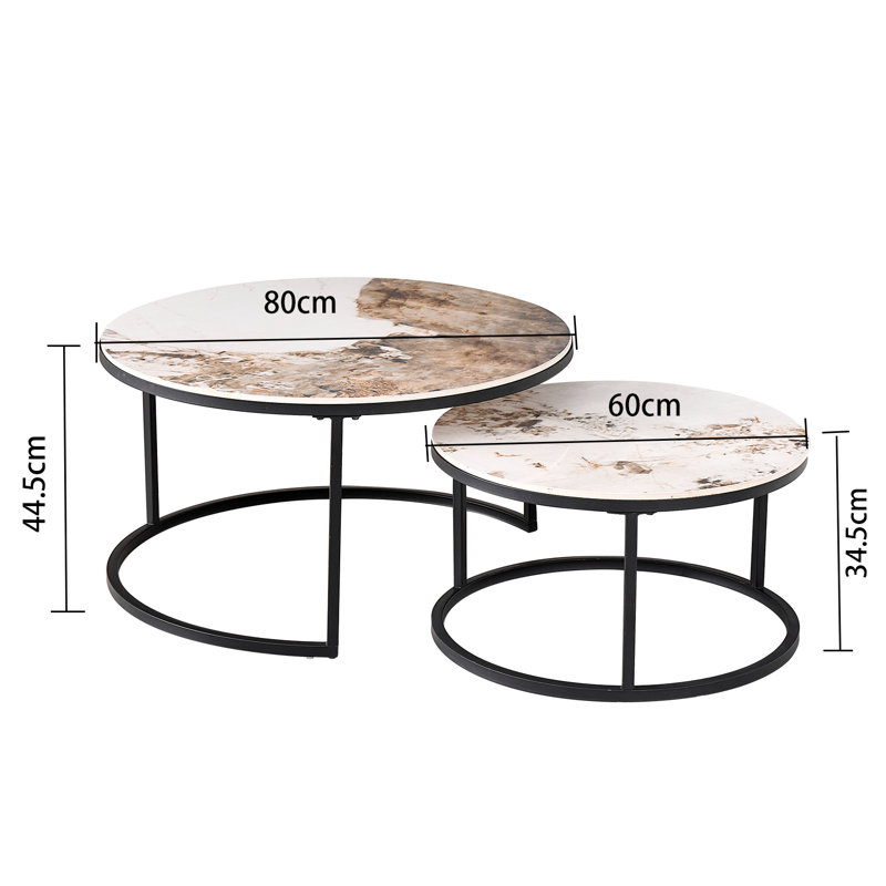 Coffee Table, Black, White/Brown, 45cm H x 80cm L x 80cm W