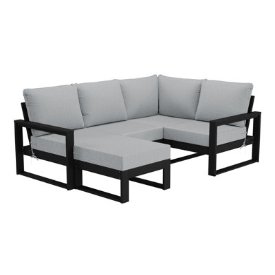 Patio 5-Piece Deep Seating Set With Ottoman With Frame