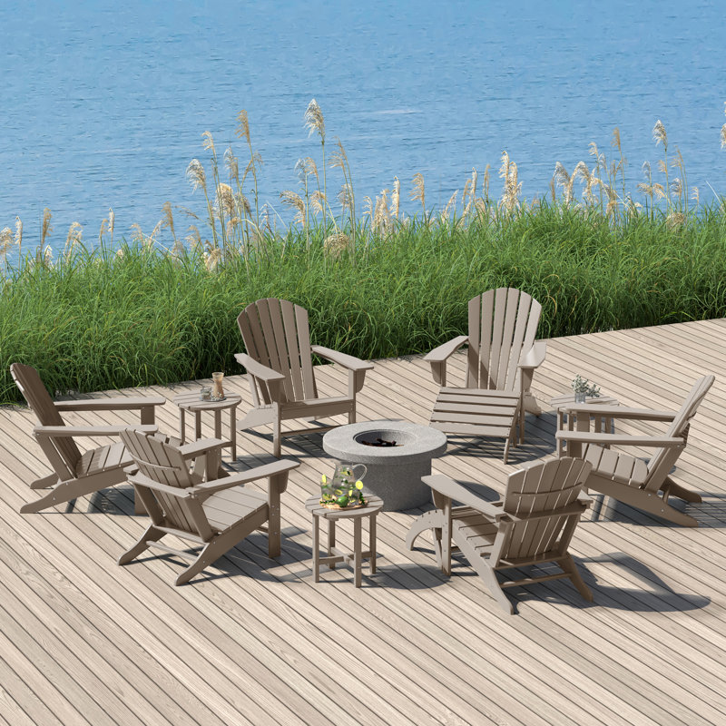 Altura Foldable Outdoor Adirondack Set, Brown