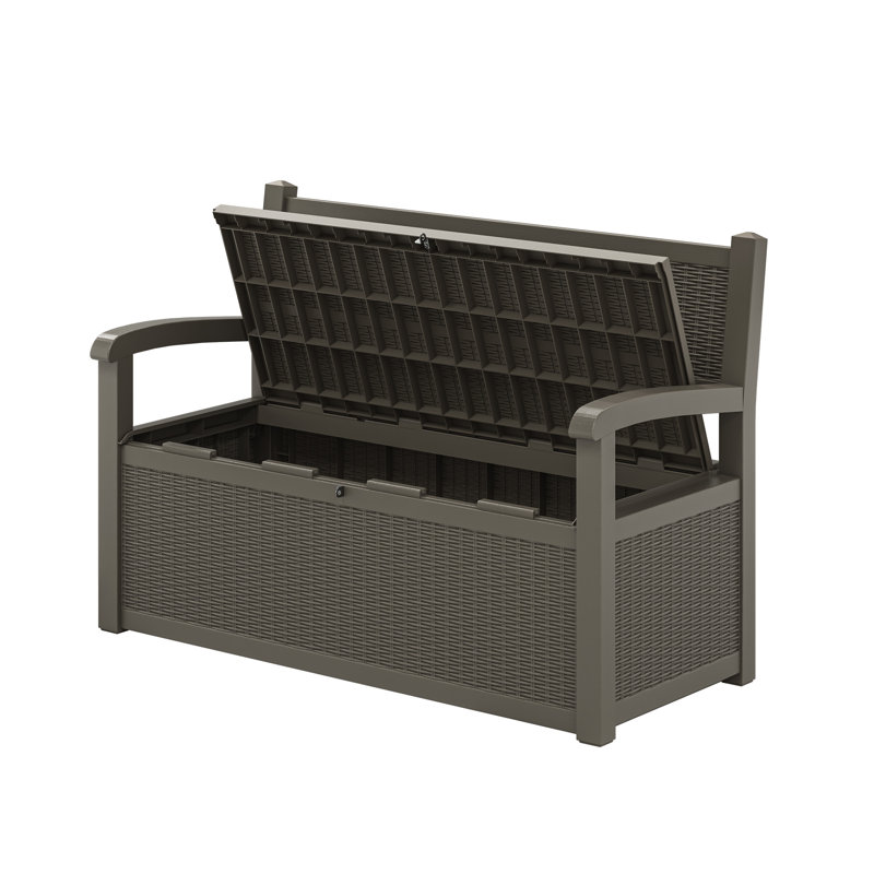 Banc de rangement extérieur de 70 gallons, boîte de rangement extérieure imperméable avec fonction de pré-verrouillage, coffre de terrasse parfait pour le rangement sur le patio