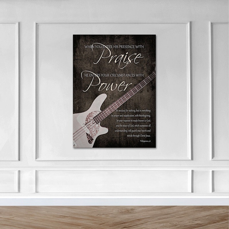 «The Guitare Bass», art textuel sur toile tendue, H 14 po x l 11 po x P 2 po