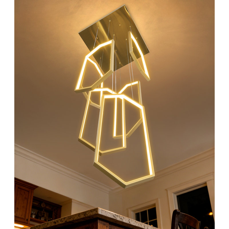 Lustre 6 lumières à DEL à intensité variable, Doré, H 78 po x l 18 po x P 18 po