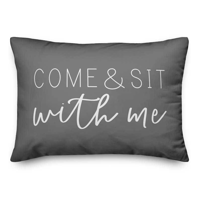 Outdoor Reversible Throw Pillow, Dark Gray/White
