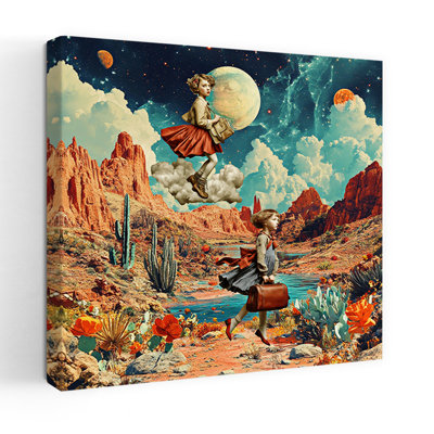 Dreamy Desert Adventure Colorful Dreamy Retro Cactus Horse Landscape Nature Wall Art
