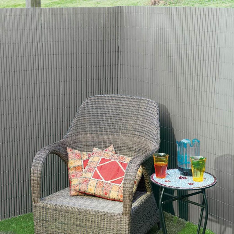 Nature Double Sided Garden Screen PVC 1.5 x 3m Grey