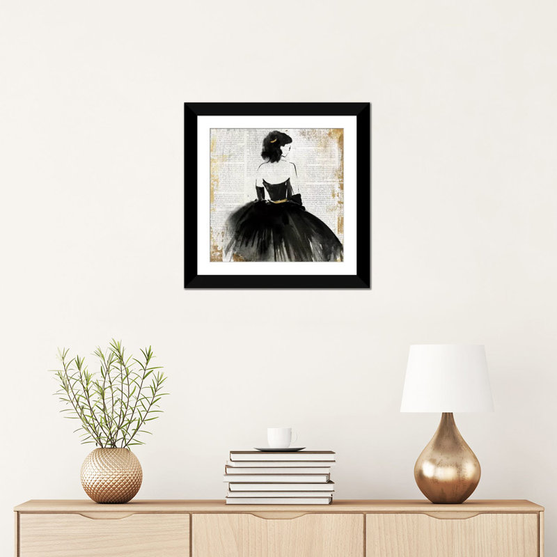 «Lady», reproduction d'impression sur toile, H 16 po x l 16 po x P 1 po, Papier d'art encadré noir, Blanc