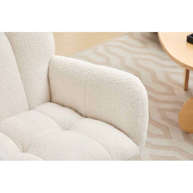 Chaise berçante moderne avec fauteuil à bascule et dossier haut avec pieds en bois massif pour chambre d'enfant, Blanc