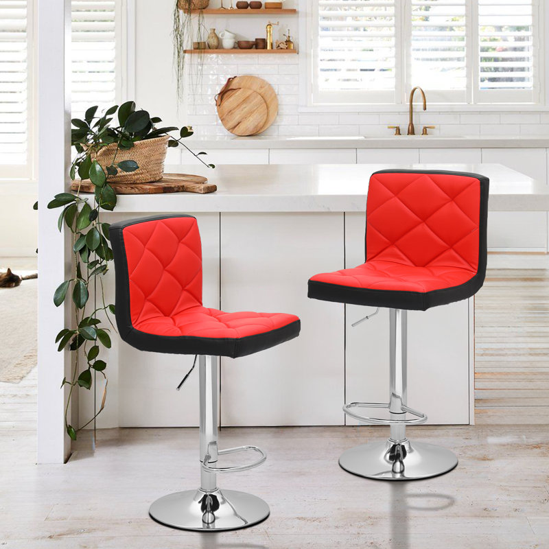 Tabourets de bar pivotants à 360 ° Modern, Rouge