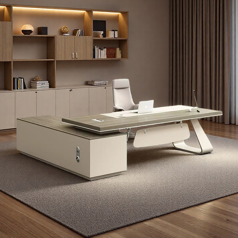 Bureau de fabrication en bois d'ingénierie durable, H 29,53 po x l 102,36 po x P 70,87 po