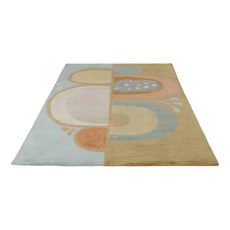 Hand Knotted Geometric Area Rug, Rectangle 6' x 9'