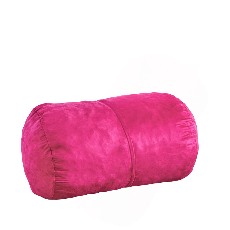 Fauteuil à billes cylindrique en suède 4 pieds Michael, Polyester fuchsia, H 25 po x l 50 po x P 35 po