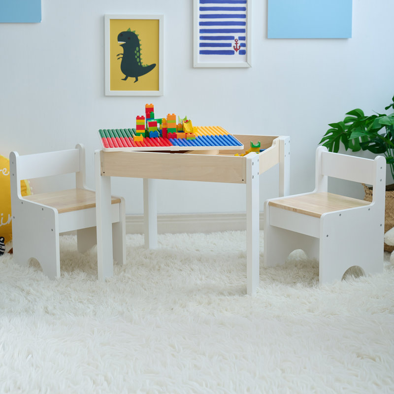 Ensemble de table et de chaises multi-activités pour enfants avec plateau de table réversible et rangement Teamson Kids 2-en-1