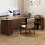 Bureaux en bois massif en L brun noisette-107466482-107466480