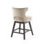 Siège pivotant de l 21 po x H 37 po - Revêtement beige, bois de café foncé, siège en bois massif et contreplaqué, finition, assemblage requis