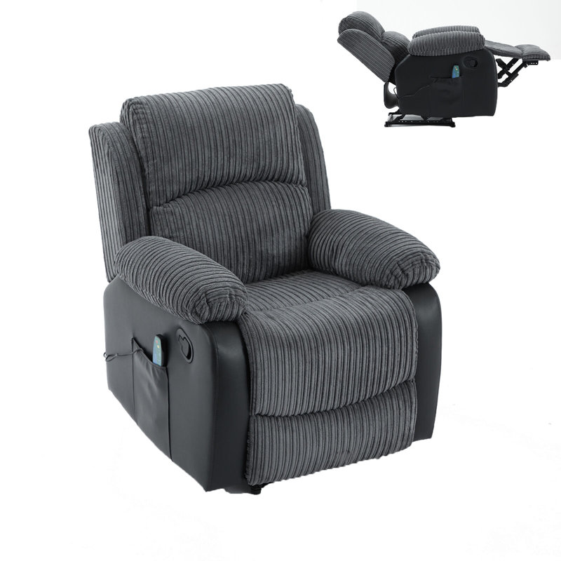 Corduroy Massage Manual Reclining Sofa Suite