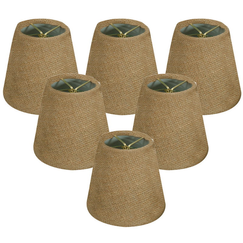 Abat-jour empire en tissu (attache) brun, H 5,5 po x l 6 po x P 6 po