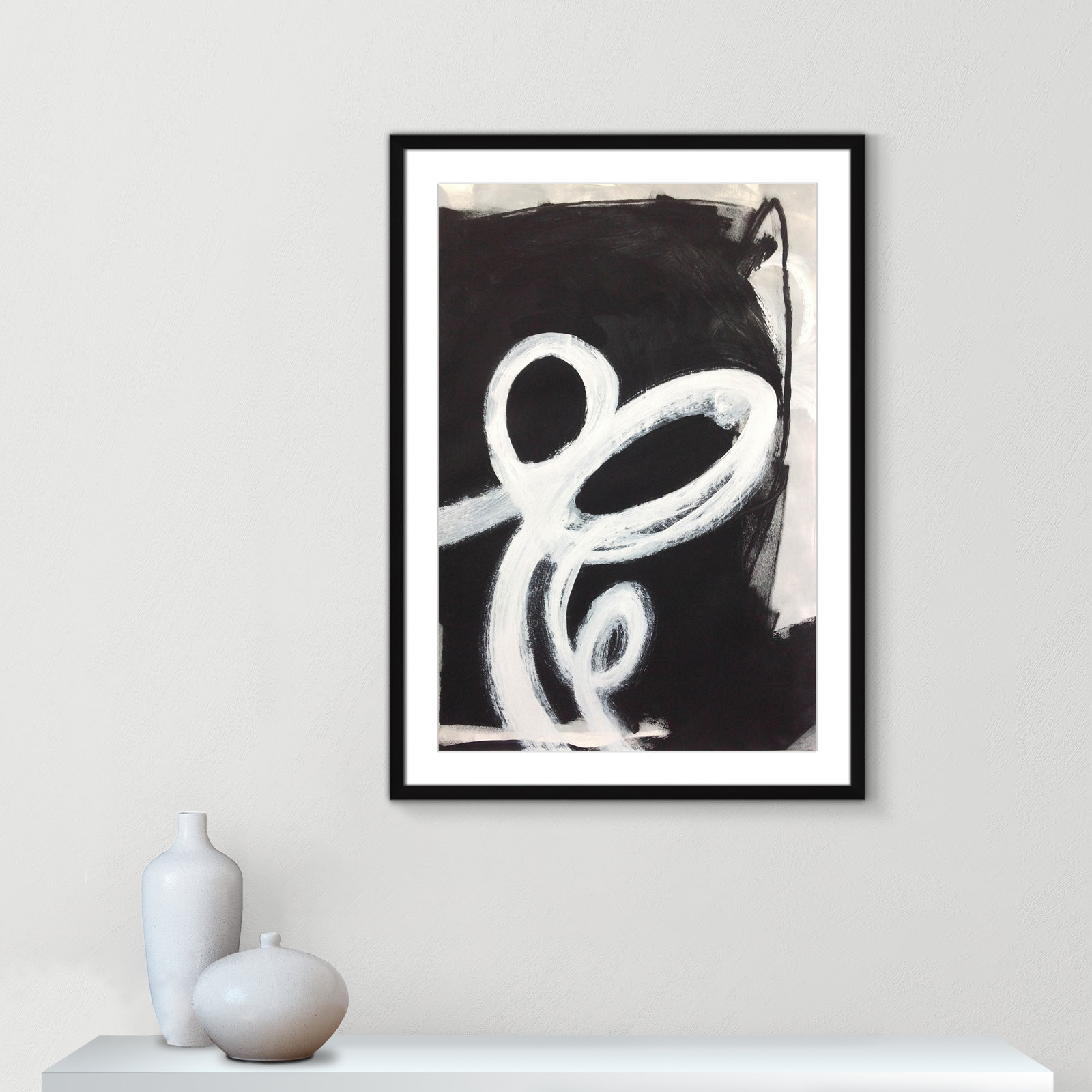 Bronte "Swirly Swirls II" Print, 35.5" H x 25.5" W x 1.25" D, Black Single Picture Frame, Yes
