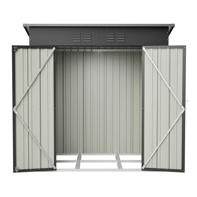 Remise de jardin en métal l 6 pi x P 4 pi avec portes doubles verrouillables (24 pieds carrés)