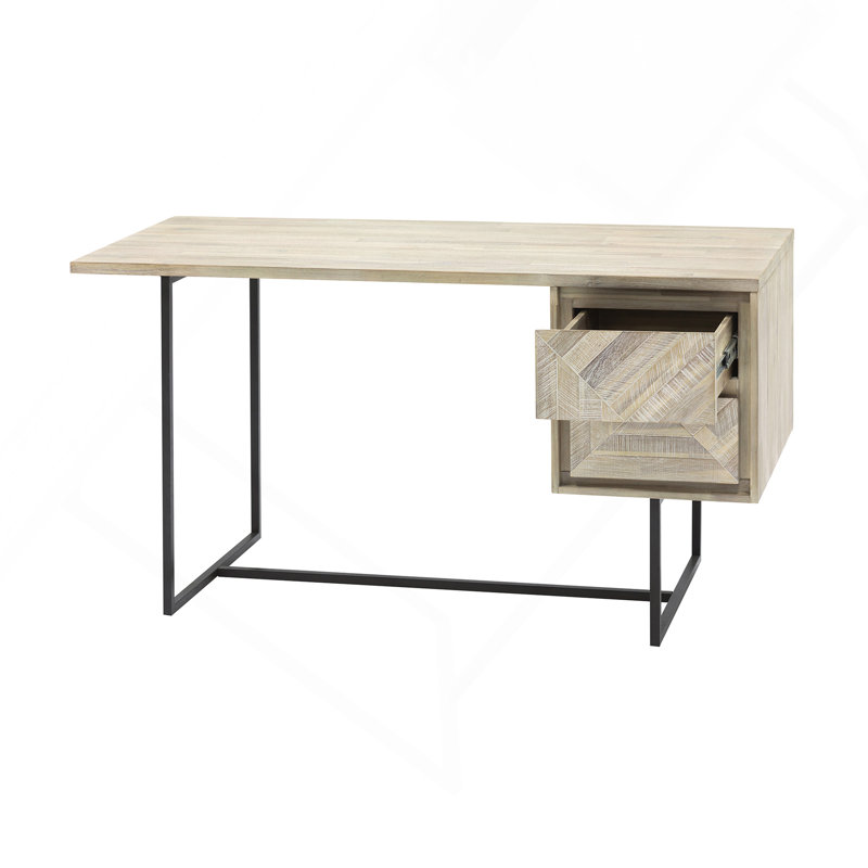 Bureau 2 tiroirs en bois d'acacia naturel