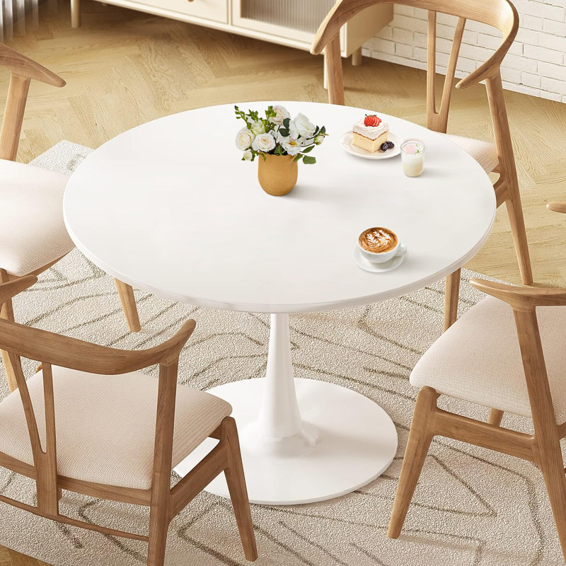 Table de salle à manger ronde, table de bar, Blanc, H 28,7 po x L 31,5 po x l 31,5 po