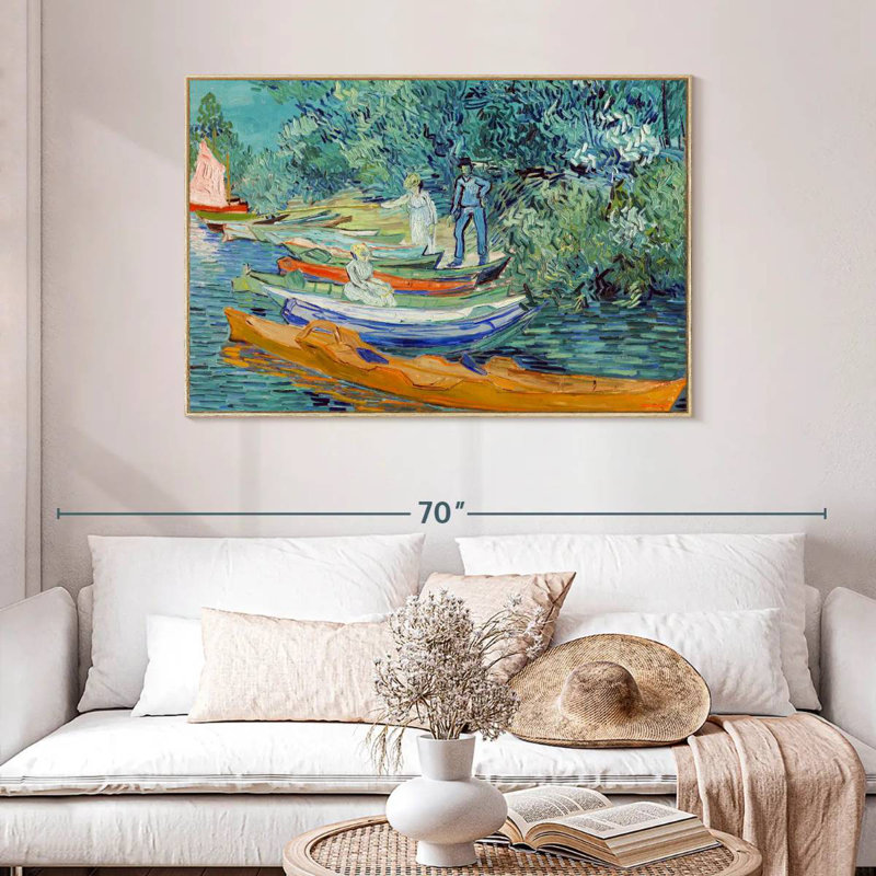 Rive de l'Oise à Auvers, Cadre flottant en bois naturel, 46 po x 31 po