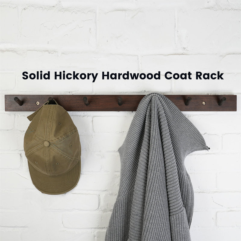 Wall Mounted Coat Rack, Dark Walnut, 2" H x 19.75" W x 0.75" D
